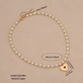 Collana di perle con ciondolo a cuore dorato e specifiche dettagliate sulle misure - Collana a Cuore Semplice (1#)