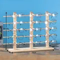 Pine wood eyewear display stand with 3 rows and 5 tiers holding 15 pairs of glasses - Triple Row 15 Pairs