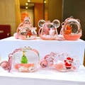 Porte-clés de Noël avec sable mouvant liquide et figurines de bonhomme de neige - Style Fermoir Mousqueton / Combo de figurines de Noël en métal rose (Mélange aléatoire)