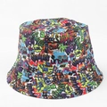 Détail du chapeau bob coloré avec imprimé graffiti urbain et motifs pop art vibrants - M(56-58cm) / Graffiti de Bande Dessinée Américaine (32#)