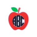 Red apple shaped silicone bead with ABC letter design for baby teething accessories - Apple ABC