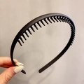 Matte black non-slip headband with fine comb teeth design for secure hair styling - 2# Comb-Black