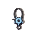 Flower shaped spring ring keychain clasp in black and light blue alloy paint finish - Black Blue