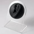 Black silicone ear model with clear acrylic display stand for body piercing jewelry - Black-Left Ear
