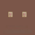 Vintage gold square stud earrings with pink gemstone and shell inlay detail - EH0552/Gold Vintage Square Pink Stud