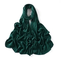 Detail showing the soft texture and elegant pleats of a dark green jersey modal scarf - Forest Green