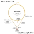 Detailed size specifications for a double-layer gold stainless steel zircon necklace - Gold Pink Zirconia Double Layer Necklace