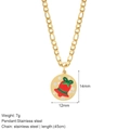 Stainless steel Christmas bell necklace with red and green enamel in gold finish - Bell (G20)