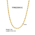 Detailed specs of 18K gold plated stainless steel oval bead chain necklace 41.5cm - Oval Bead Necklace Style (YYN023043-G)