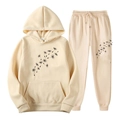 Survêtement en polaire beige pour femme avec imprimé pissenlit noir et cordon de serrage - S(L) / Haut Et Bas / Kaki 5