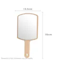 Handheld wooden makeup mirror with rectangular rounded glass and hanging handle, 13.5x25cm - Square/Medium