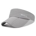 Foldable grey sun visor hat with NY&JA text and breathable side mesh for sports - Adjustable / Light Gray