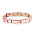 Rose gold Italian modular charm bracelet in stainless steel with hollow heart pattern - Heart / Rose Gold