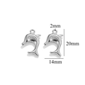 Pair of silver stainless steel dolphin charms for DIY jewelry making with dimensions - Steel Color Dolphin-627