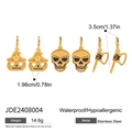 Set di orecchini di Halloween dorati in acciaio con dimensioni di zucca e teschio - Stile Zucca Teschio Ascia(JDE2408004)