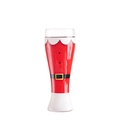 Kerstbierglas met een feestelijk rood kerstman-outfitontwerp met zwarte riem - Bierglas-Groene Glimlach Sneeuwpop