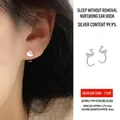 S999 sterling silver swan hoop earrings with 10mm diameter for women in polished finish - Swan