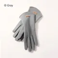 Grey thermal gloves for women with touch screen design and soft fleece lining - DY43 Series-Classic Full Finger Touchscreen / Moonlight Grey