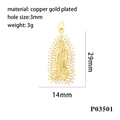 Detaillierte Größenangaben für 29mm vergoldeten Heiligenanhänger mit 3mm Lochgröße - P03501-Gold Tropfenform
