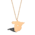 Elegant rose gold necklace featuring a Spain map silhouette with a hollow heart cutout - Spain - Rose Gold