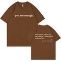 T-shirt femme en coton marron foncé avec impression de lettres inspirantes au recto verso - 3XL / Café