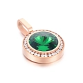 Pendente tondo con gemma verde smeraldo con finitura oro rosa e accenti di diamanti - Stile Verde Scuro Oro Rosa (KP100761-K)