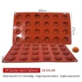 24-cavity reddish-brown silicone mold for semi-sphere chocolates and desserts - 24-Cavity Semi-Sphere