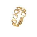 Adjustable golden open ring featuring a continuous hollow heart pattern design - Heart Chain-Gold