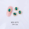 Smaragdgrüner achteckiger Nagelstein mit goldenem Hohlrahmen und kleinen Diamanten, Größe 10x11mm - 10*11mm Smaragdgrün Goldbasis (8275)