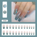 Detailed view of Z360 pink gradient press-on nails with 3D floral pearls and rhinestones - Z360 Long Island Iced Tea (Glue Style)