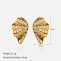 Two-tone wavy geometric earrings in 14K gold-plated stainless steel 40mm design - 16# Gold Butterfly Stud Earrings