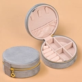 Mini velvet jewelry organizer in grey with metal zipper for rings and earrings - Velvet Round-Grey / Round 10*10*5CM