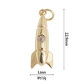 Golden rocket pendant with round clear gemstone featuring size 22.9mm x 8.6mm and 1.6g weight - Gold Rocket A