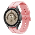 Pink silicone sport band for Galaxy Watch with dark grey circular digital watch face - watch5/5Pro / Rose Pink