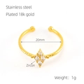 Επίχρυσο δαχτυλίδι από ανοξείδωτο ατσάλι 18k με ζιργκόν μαρκίζ και διάμετρο 20mm - Ένα Μέγεθος(Ρυθμιζόμενο) / Λευκό