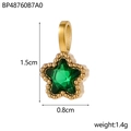 Detail of a 1.5cm gold star pendant with a green zircon stone and beaded edges - BP48760B7A0-Green Star Pendant