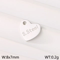 Silver heart stainless steel charm 8x7mm with S.Steel engraving for DIY jewelry - Steel Color Heart (KLJ9169-Z)
