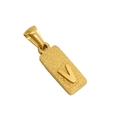 Polished letter V on rectangular sandblasted gold titanium steel pendant necklace - V-Single Pendant