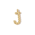 Close-up of 18k gold plated J-letter pendant with twisted rope texture on white background - Letter J