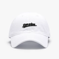 Berretto da baseball in cotone bianco con ricamo 3D 'consice' nero e visiera curva sulla visiera - Regolabile / Bianco