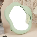Irregular cloud-shaped makeup mirror with a mint green wavy frame for desk decor - Irregular Arc Makeup Mirror Green