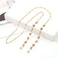 Golden eyewear chain with red daisy charms and adjustable silicone loops for glasses - 1060-5 (Daisy Red)