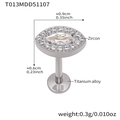 Titanium alloy labret stud with oval zircon stone and clear gem halo variant - Oval Style (T013) / Length 11mm Thick 1.2mm / Steel
