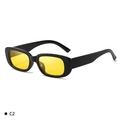 Retro rectangle sunglasses with glossy black frame and vibrant yellow lenses style C2 - C5 Glossy Black Frame Yellow Lens