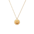 18K gold plated stainless steel sunburst necklace featuring a central opal gemstone - Natural Stone Sun Wheel Pendant Necklace - Gold White