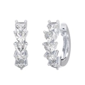 S925 sterling silver hoop earrings featuring five heart-cut clear gemstones - Clear Heart Gem Hoop (定-APE63-P-W)