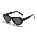 Gafas de sol ovaladas negras retro con montura ancha de plástico y lentes de gota - Montura Negra Lente Gris