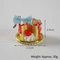 Realistic mini cake keychain with blue polka dot bow and red cherry, weight 30g - Simulation Cake Pendant / Blue Bow