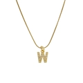 Classic 18k gold plated brass snake chain necklace with zircon paved letter W pendant - Letter W