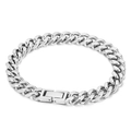 Bracelet gourmette argenté poli avec fermoir pliant carré robuste pour hommes - Style Acier (KB154570-Z) / 200*8mm